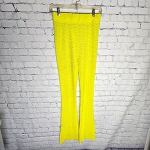 Bright Yellow Knit Swim Cover Up Pants Size S